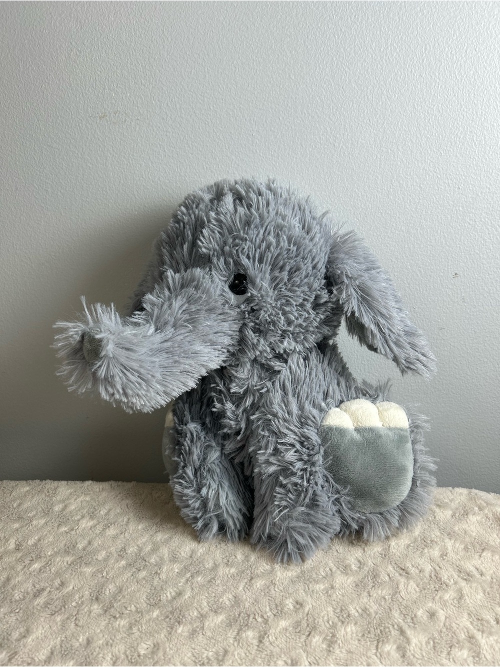 Toy Factory Gray Elephant Plush Stuffed Animal Toy White Sitting Seated